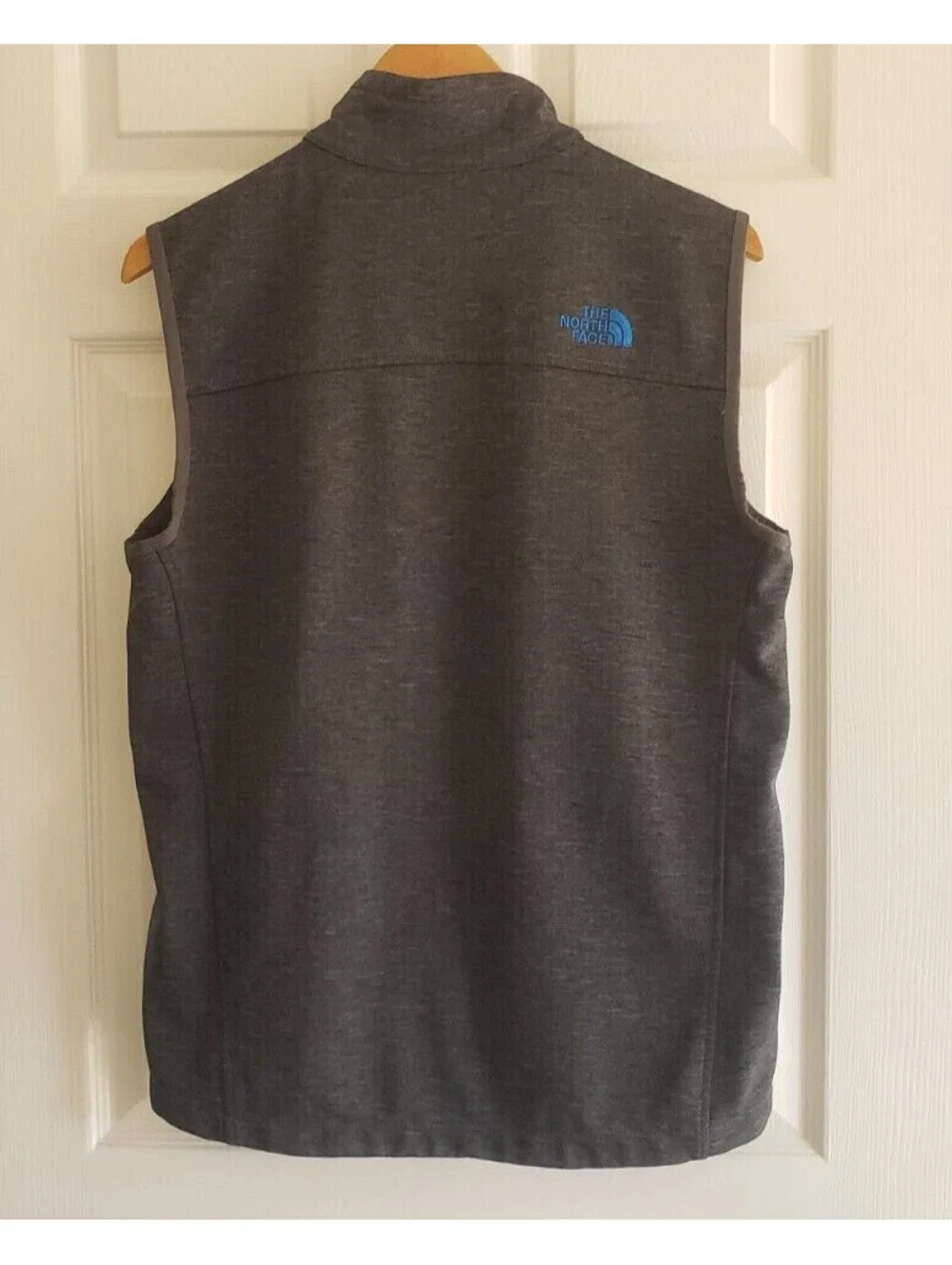 The North Face Vest Men's Small Gray Heathered Blue Zipped Pockets Zip-Up